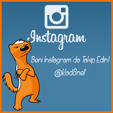 Kod8 Instagram sayfası: www.instagram.com/Kod8net