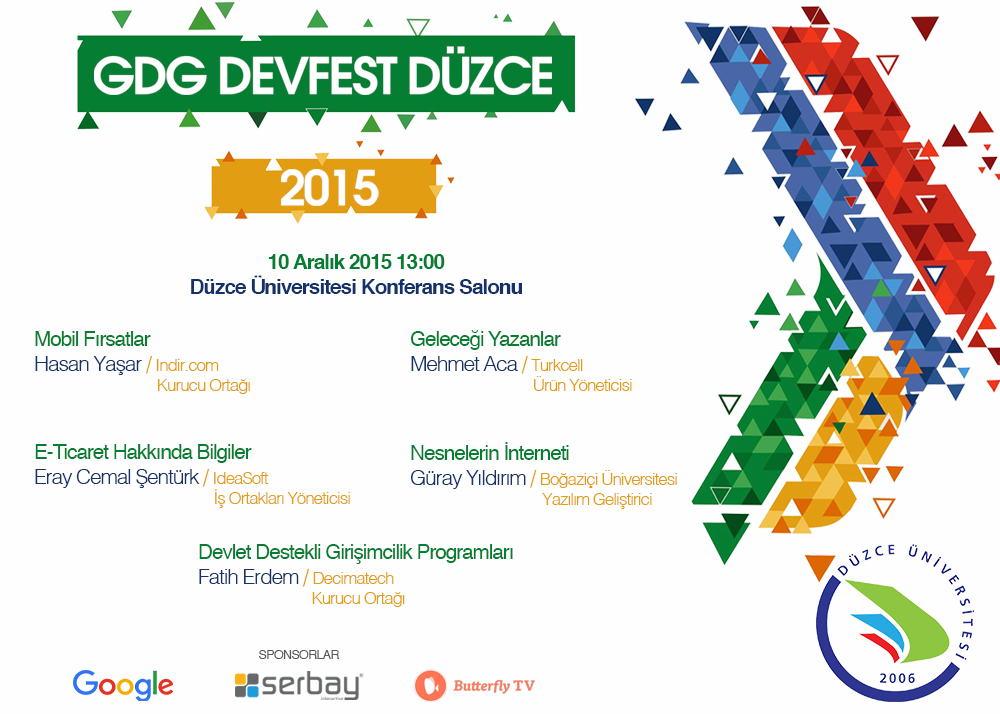 Sponsoru olduğumuz GDG Devfest Düzce 2015 Konuşmacıları