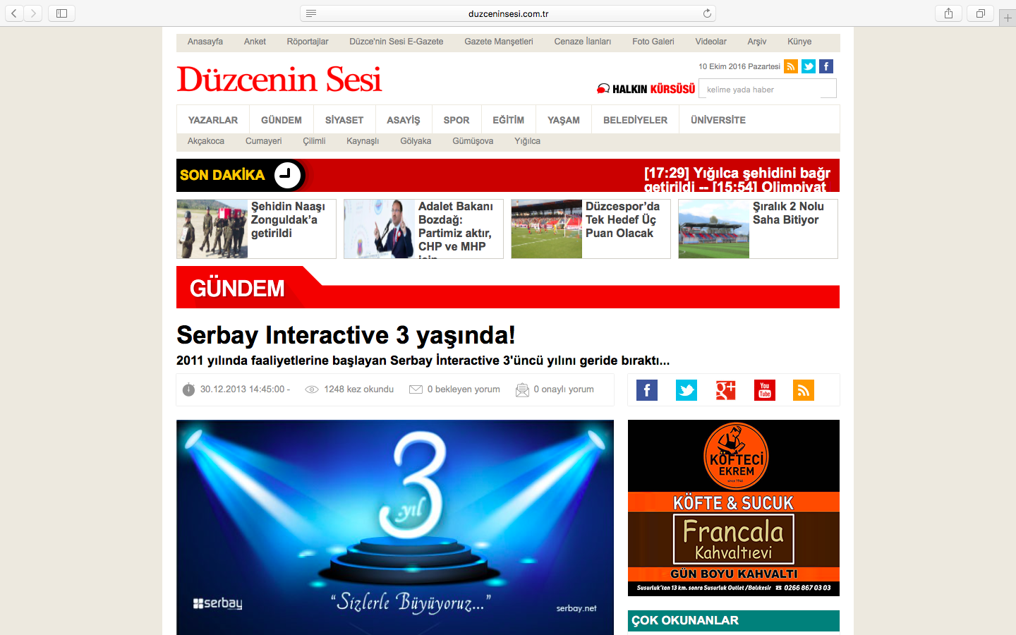 Serbay Interactive 3 yaşında basında.