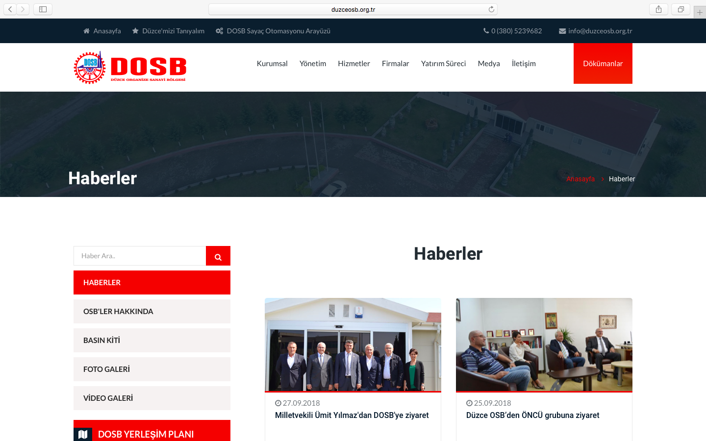 Düzce Organize Sanayi Bölgesi Müdürlüğüne ait Web Sitesi Yenilendi