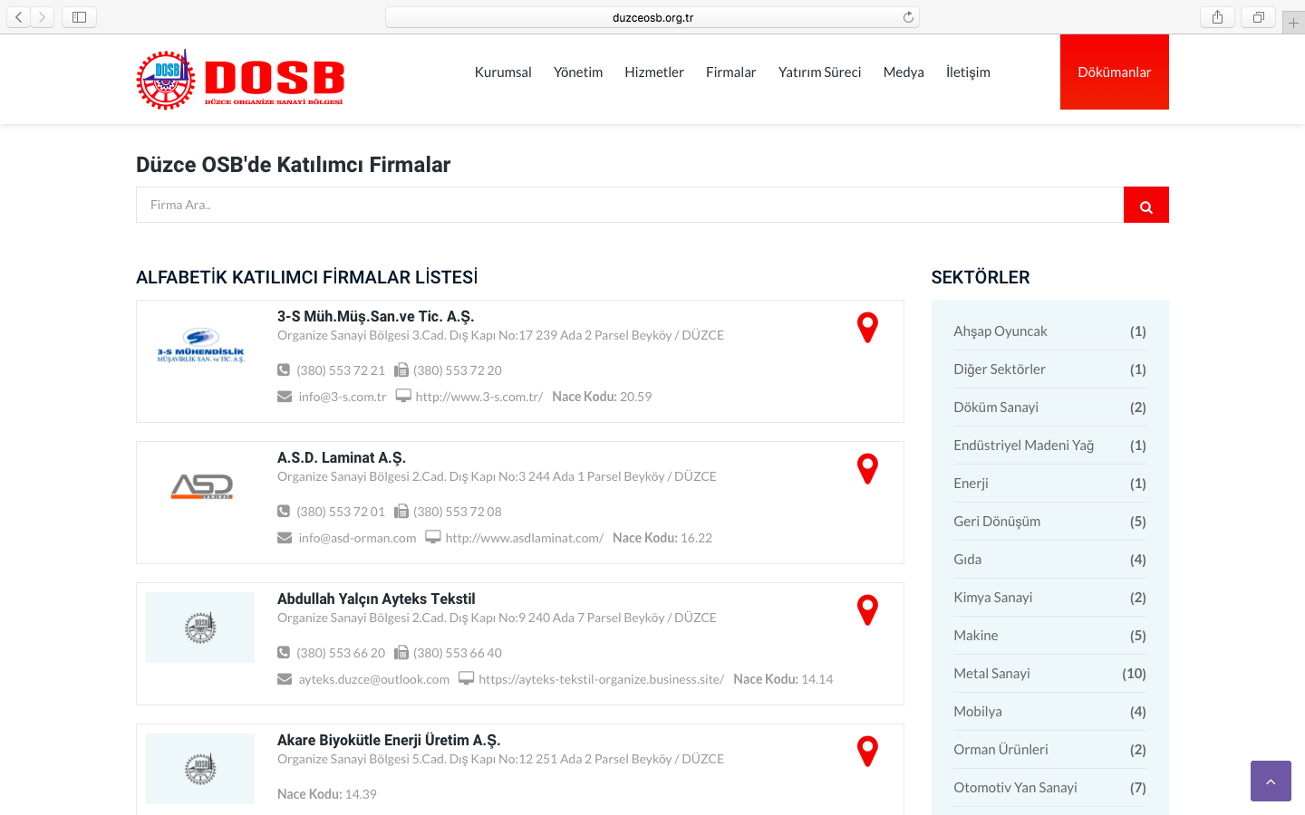 Düzce Organize Sanayi Bölgesi Müdürlüğüne ait Web Sitesi Yenilendi