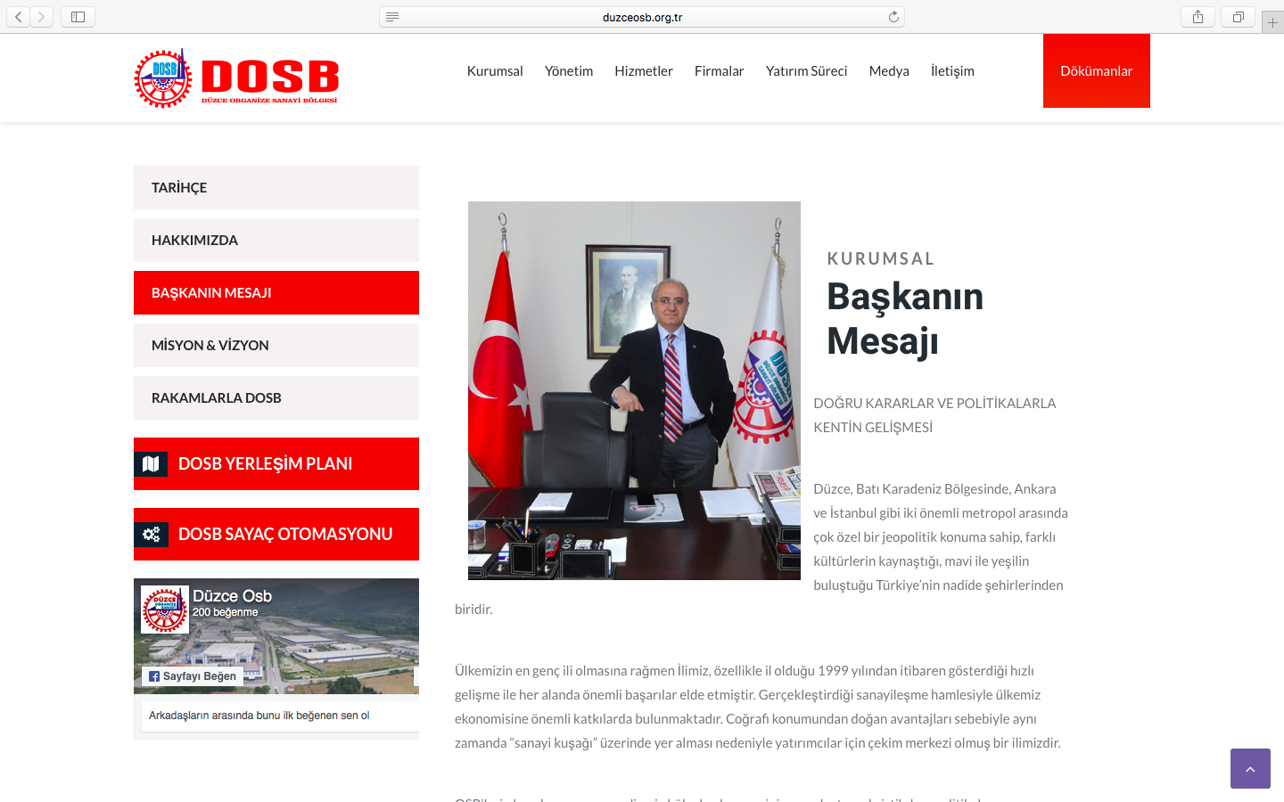 Düzce Organize Sanayi Bölgesi Müdürlüğüne ait Web Sitesi Yenilendi