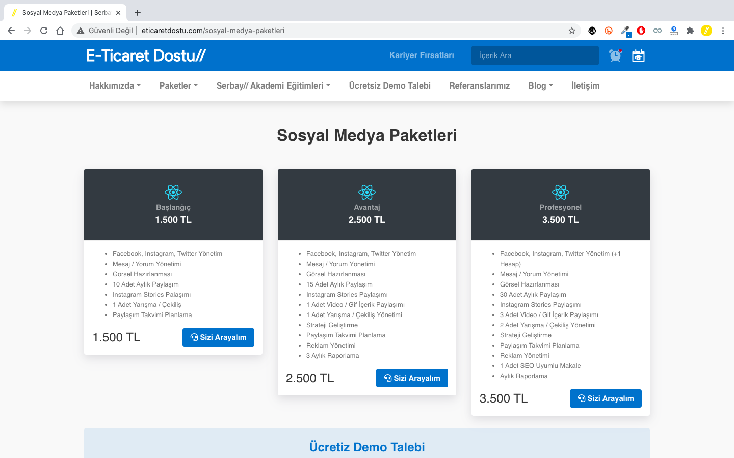 Sosyal Medya Paketlerimiz ile kobilere sosyal medya yönetimi, reklam yönetimi ve strateji geliştirme noktasında hizmetler sunuyoruz.